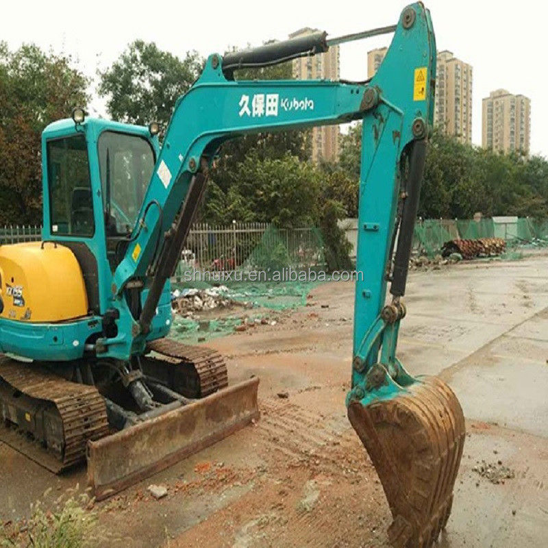 Kualitas Jepang digunakan excavator Kubota 155 kecil 5,5 ton mini bekas crawler excavator dengan pisau dan garis pemutus