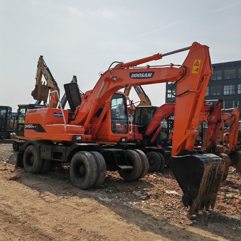90 New Wheeled Excavator Second Hand DOOSAN DH150W-7 Digger 4 Roda yang Digunakan